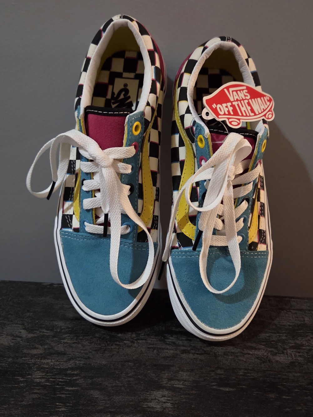 NEW🔥VANS Checkerboard Multi-Color Suede Skate Sneakers Womens 6.5    Mens 5